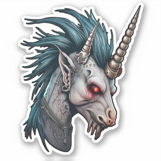 Evil Punk Unicorn Sticker (Voorkant)