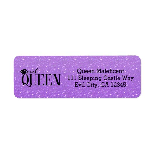 EVIL QUEEN Paars Glitter Glam Adresetiketten Etiket (Voorkant)