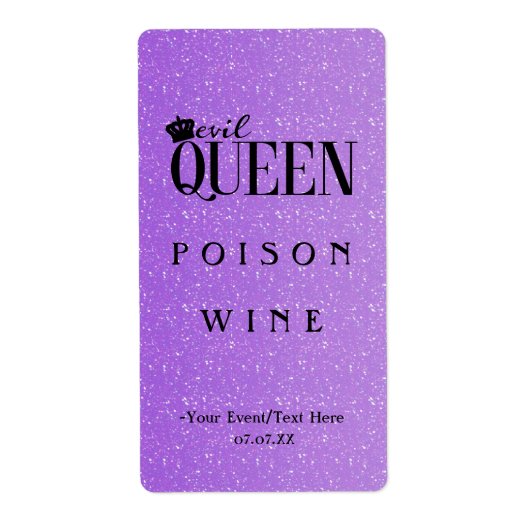 EVIL QUEEN Paars Glitter Glam Chic Wine Label (Voorkant)