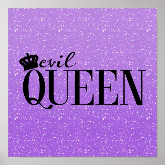 EVIL QUEEN Paars Glitter Glam Typografie Print (Voorkant)