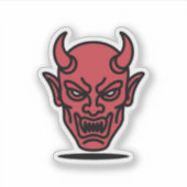 Evil Red Devil Face Halloween Sticker (Voorkant)