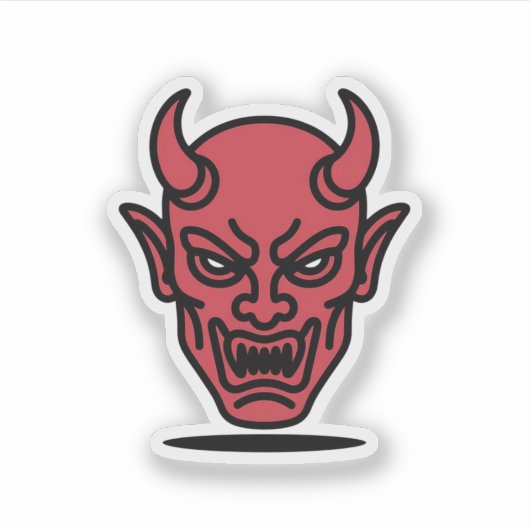 Evil Red Devil Face Halloween Sticker (Voorkant)