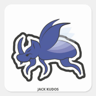 Evil Rhino Beetle White | Jack Kudos Vierkante Sticker