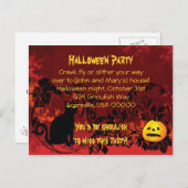 Evil Scary Black Cat Halloween Party Uitnodiging (Voorkant / Achterkant)