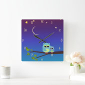 Eving Owls Wall Clock Vierkante Klok (Huis)