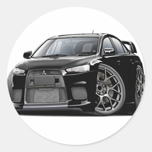 Evo Black Car Ronde Sticker (Voorkant)