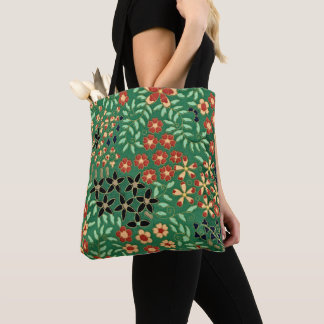 Evoke Sereniteit met onze groene Japanse Floral Draagtas