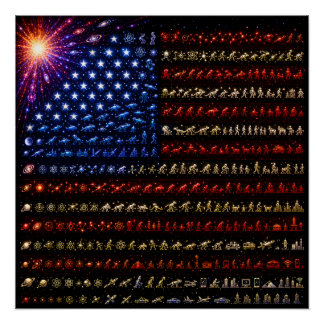 Evolutie Amerikaanse vlag | Oerknal tot Mensheid Perfect Poster