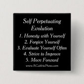 Evolutie, de vijf sleutels vierkante button 5,1 cm (Voorkant)