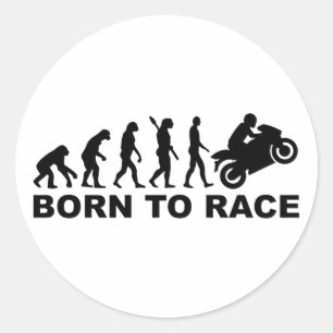Evolutie geboren uit racemotorfiets ronde sticker