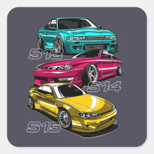 EVOLUTIE SILVIA'S-CHASSIS VIERKANTE STICKER