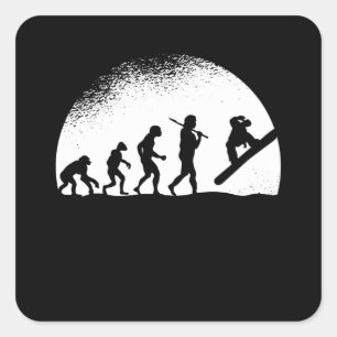 Evolutie Snowboarden Vierkante Sticker