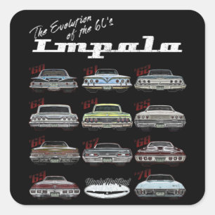 Evolutie van de Impala van 60,1960,Hot Rod,Spier Vierkante Sticker