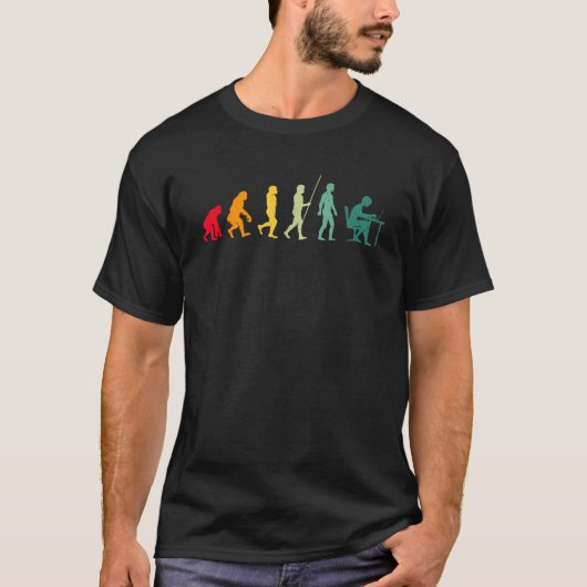 Evolutie van de mens Computerprogrammeur Funny Gee T-shirt (Voorkant)