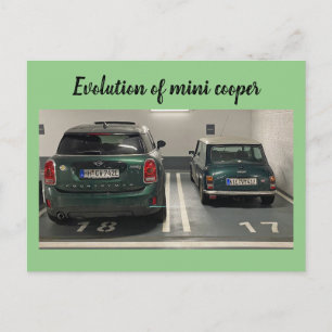 Evolutie van de mini cooper briefkaart