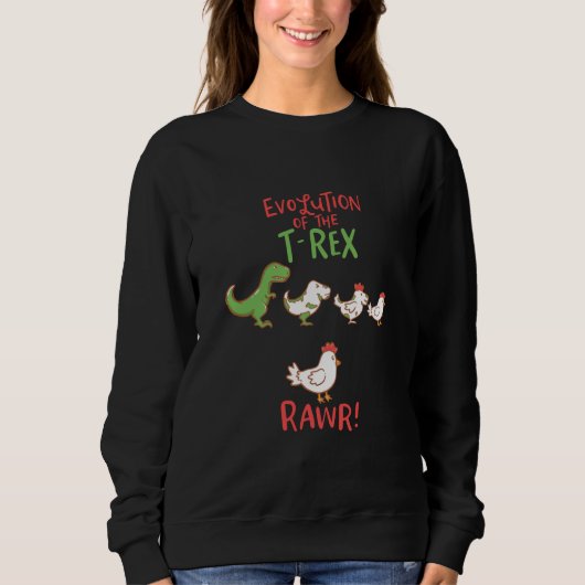 Evolutie van de T-Rex RAWR! Funny Dino Chicken Trui (Voorkant)