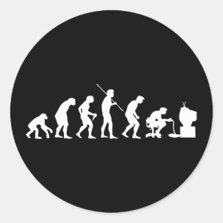 Evolutie van gamer voor videospelletjes ronde sticker