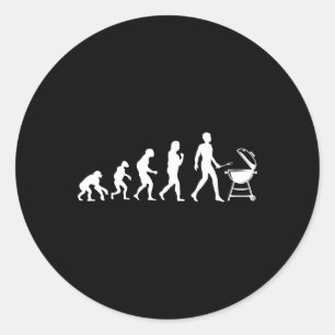 Evolutie van het Man BBQ Grilling Design Ronde Sticker