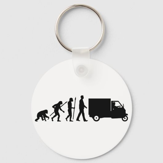 Evolutie van het man Piaggio Ape mini transporter Sleutelhanger (Voorkant)