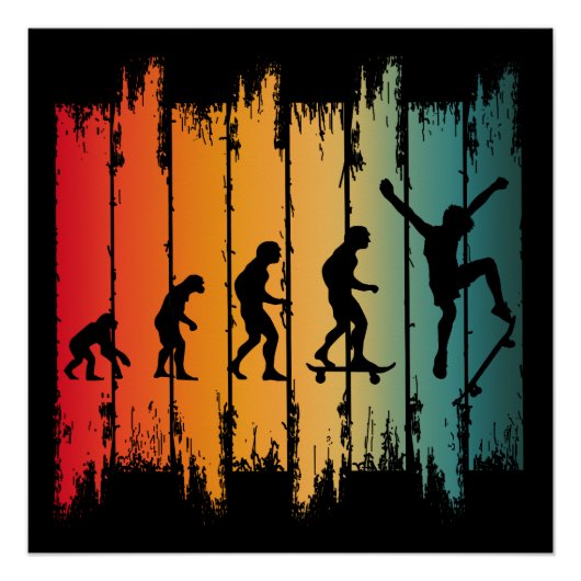 Evolutie van het skateboarden perfect poster (Voorkant)