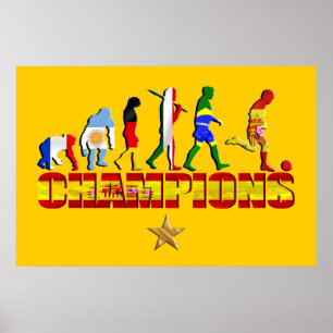 Evolutie van het Spaans football Spaans Wereld Cha Poster