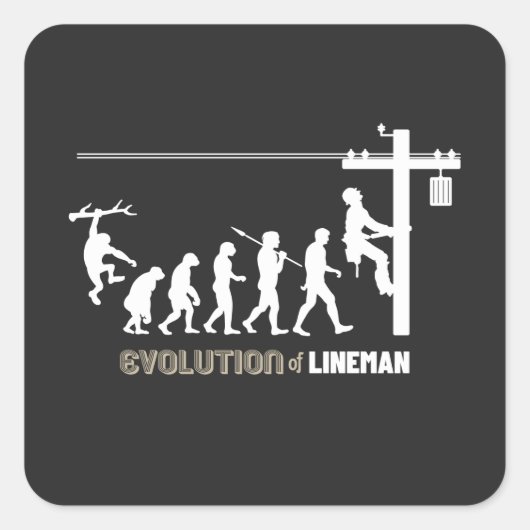 Evolutie van Lineman Vierkante Sticker (Voorkant)