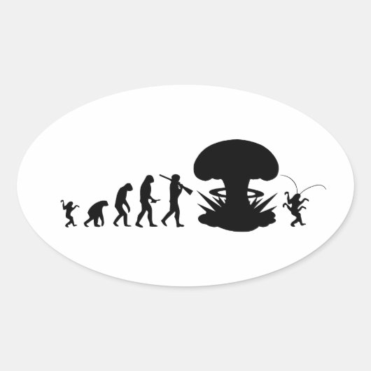 Evolutie van Man & Cockroach Funny Evolution Chart Ovale Sticker (Voorkant)