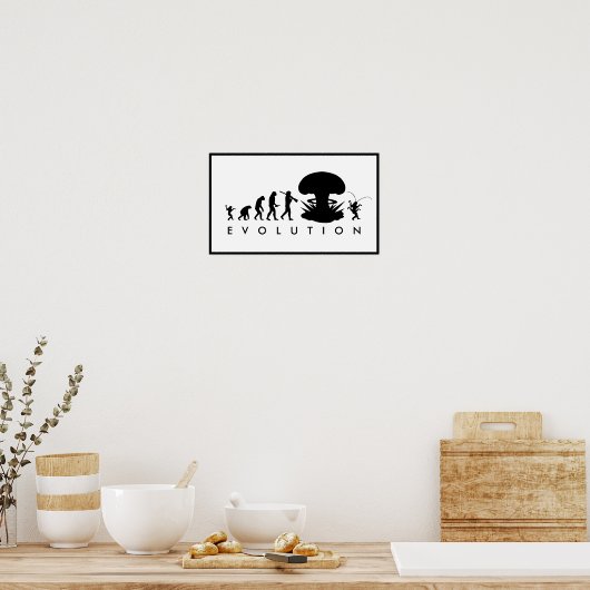 Evolutie van Man & Cockroach Funny Evolution Chart Poster (Keuken)