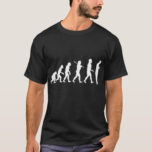 Evolutie van Man dat Donkere T-shirt maakt (Voorkant)