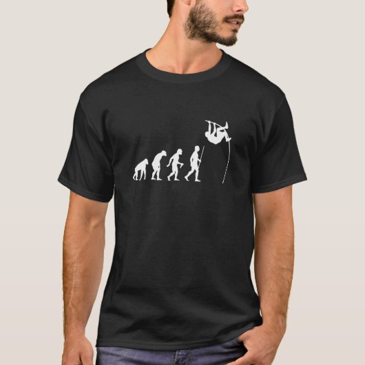Evolutie van Man en poolvaulting T-shirt (Voorkant)