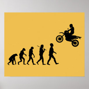 Evolutie van Man Motocross Sprong Poster