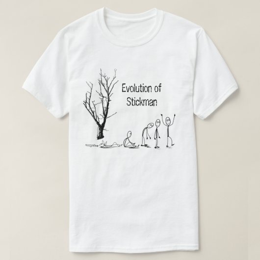Evolutie van Stickman Basic T-Shirt (Design voorkant)