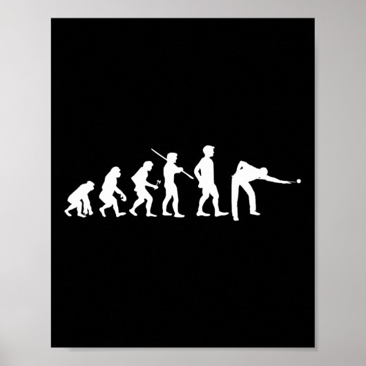 Evolutiepool Funny Pool Player Billiards Player Poster (Voorkant)