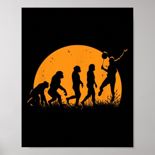 Evolution Badminton Player Racket Shuttle Poster (Voorkant)