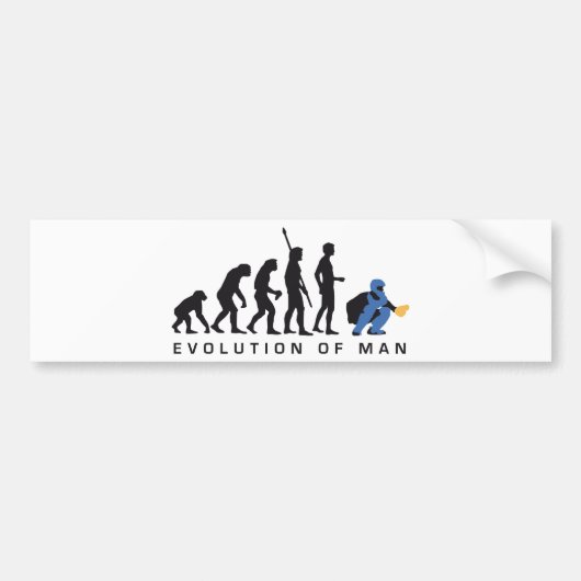 evolution baseball catcher bumpersticker (Voorkant)