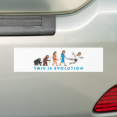 evolution female handball player comic bumpersticker (Op auto)
