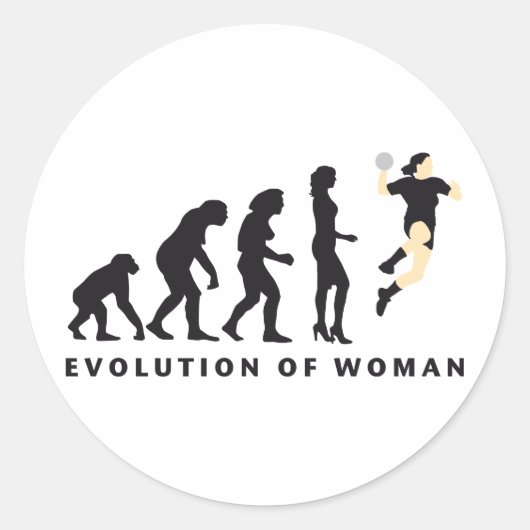 evolution female handball ronde sticker (Voorkant)
