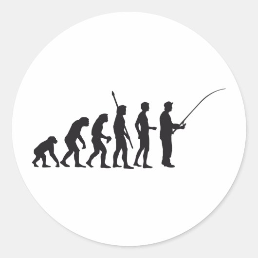 evolution fishing ronde sticker (Voorkant)