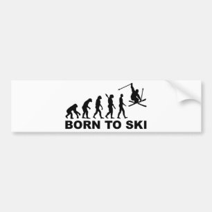 Evolution Geboren in Ski Bumpersticker