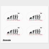 evolution of man controlling drone ovale sticker (Vel)