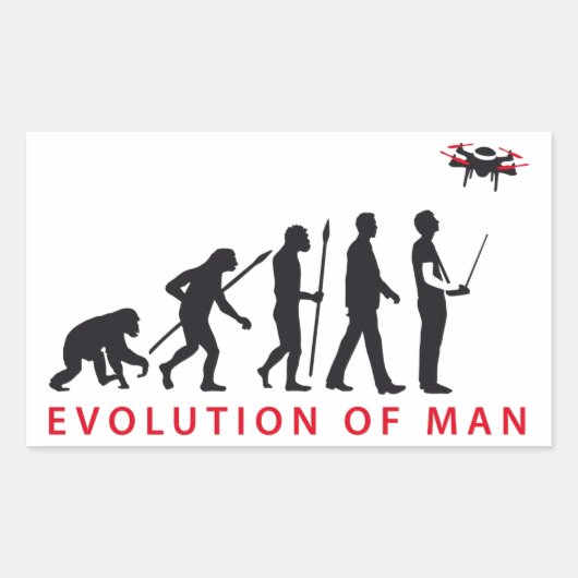 evolution of man controlling drone rechthoekige sticker (Voorkant)
