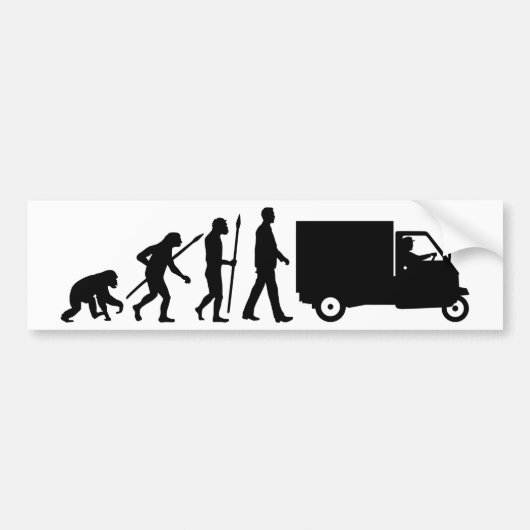 Evolution of man Piaggio Ape mini transporter Bumpersticker (Voorkant)