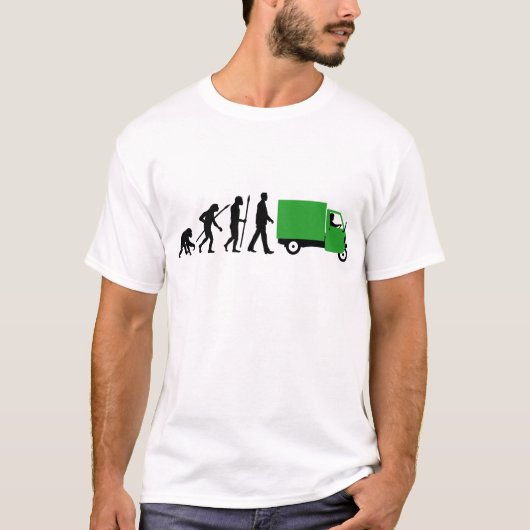 Evolution of man Piaggio Ape mini transporter T-shirt (Voorkant)