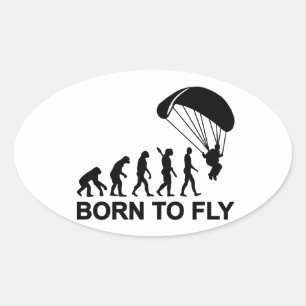Evolution Skydiving, geboren om te vliegen Ovale Sticker