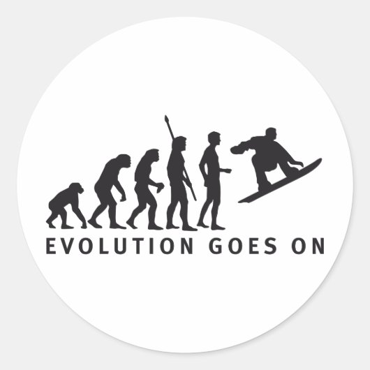 evolution snowboard ronde sticker (Voorkant)