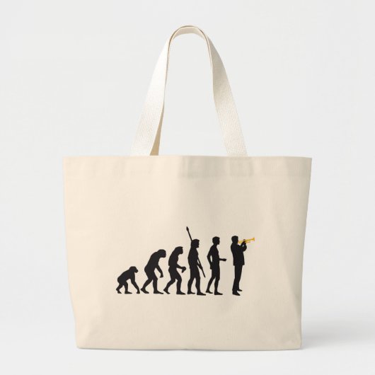 evolution trumpet player grote tote bag (Voorkant)