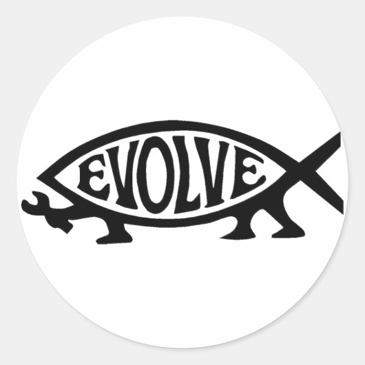 Evolve Fish Ronde Sticker (Voorkant)
