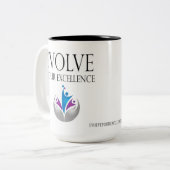 Evolve Your Excellence Tweekleurige Koffiemok (Voorkant links)