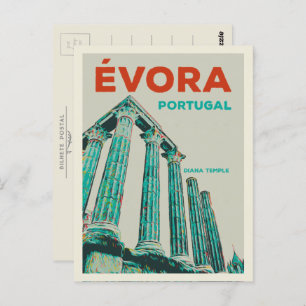 Evora Diana tempel afbeelding Portugal Briefkaart