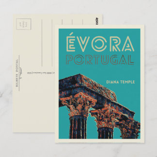 Evora Diana tempel afbeelding Portugal Briefkaart